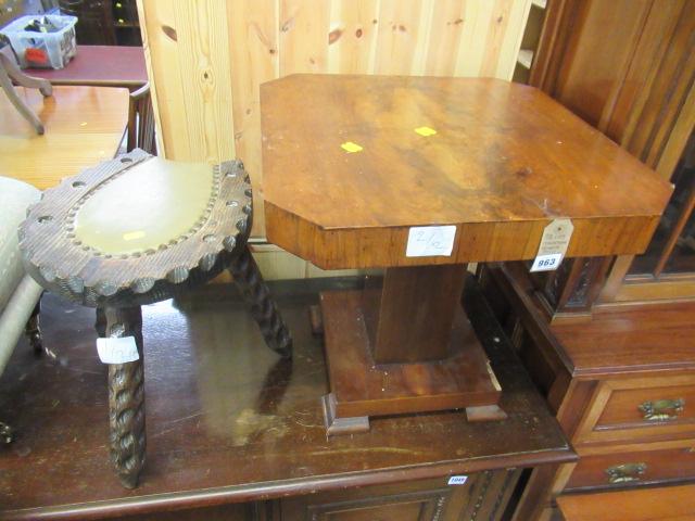 HORSE SHOE SHAPED STOOL AND AN OCCASIONAL TABLE Image