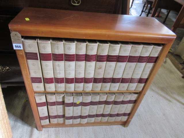 BOOKCASE WITH TWENTY THREE VOLUME SET OF ENCYCLOPEDIA BRITTANICA Image