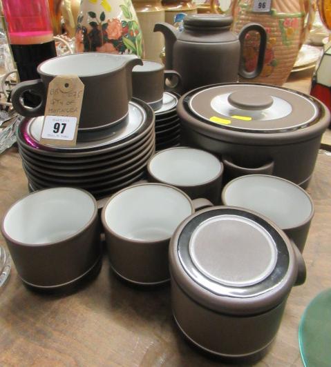 QUANTITY OF HORNSEA POTTERY AND THREE GLASS VASES Image