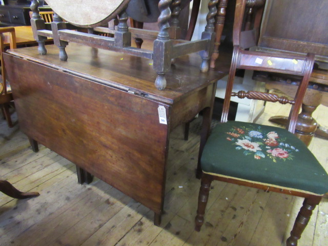 ANTIQUE MAHOGANY DROP LEAF TABLE AND FIVE CHAIRS Image