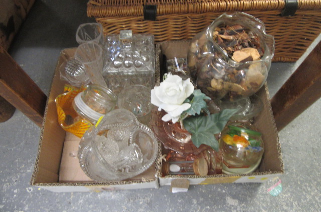 TWO SMALL BOXES OF GLASS WARE Image