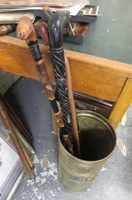 BRASS STICK STAND AND STICKS Image