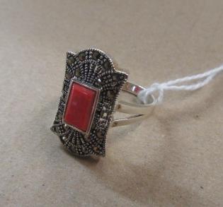 SILVER CORAL AND MARCASITE RING Image