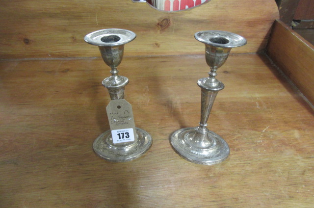 PAIR OF SILVER CANDLESTICKS Image