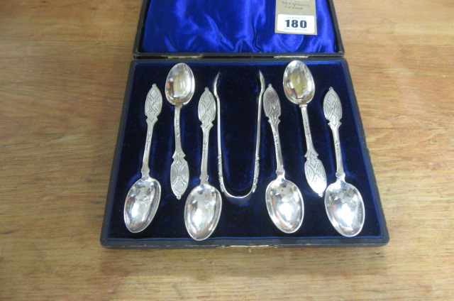 CASED SET OF SIX SILVER TEA SPOONS Image