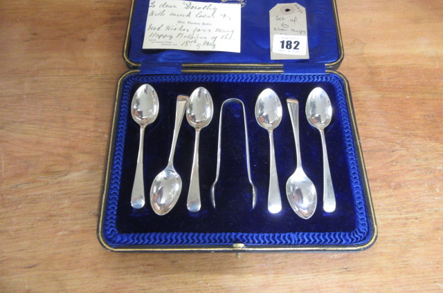 CASED SET OF SIX SILVER TEA SPOONS  Image