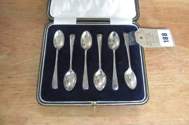 CASED SET OF SIX SILVER COFFEE SPOONS   Image