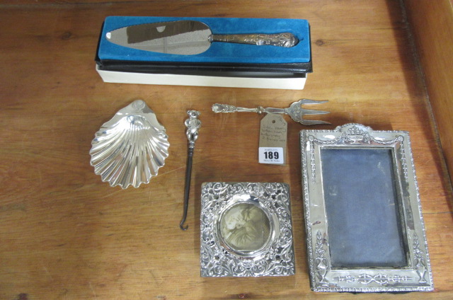 SILVER TEDDY BUTTON HOOK  TWO FRAMES ETC Image