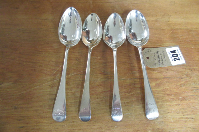 FOUR SILVER DESSERT SPOONS Image