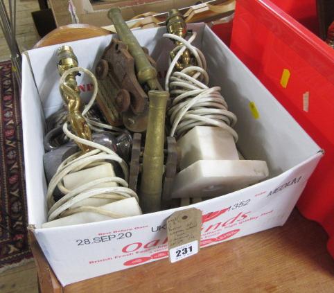 BOX OF METAL INCLUDING CANNONS  LAMPS ETC Image