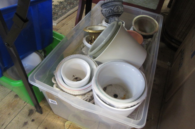 BOX OF PLANT POT HOLDERS ETC Image