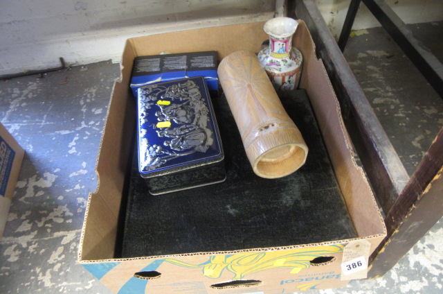 BOX OF MIXED ITEMS INCLUDING EPNS TEA SET Image