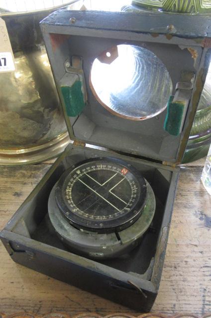 CASED WORLD WAR TWO AIRCRAFT COMPASS Image