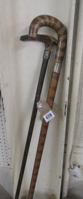 SILVER COLLARED WALKING STICK AND ANOTHER Image