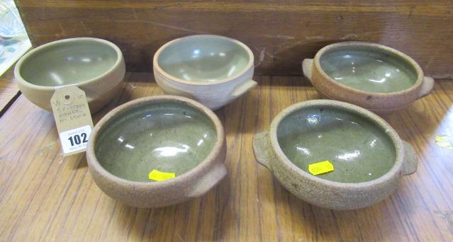FIVE POTTERY DISHES INCLUDING LEACH Image