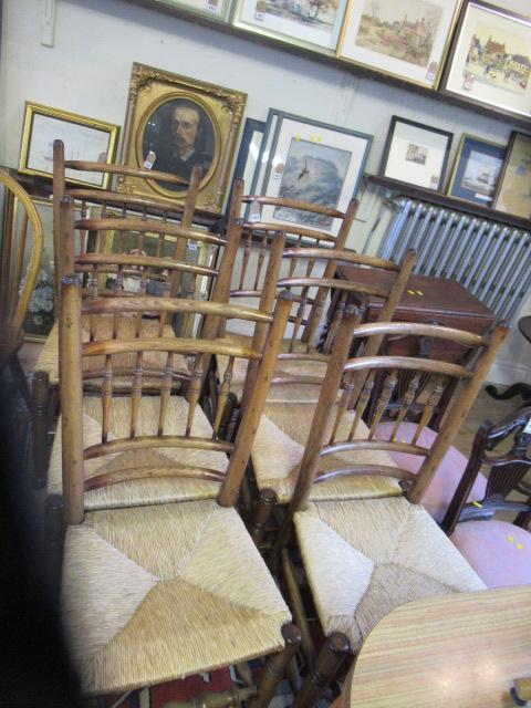 SET OF SIX TITICHMARCH AND GOODWIN STYLE RUSH SEATED CHAIRS Image