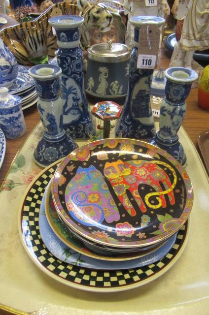 BLUE AND WHITE CANDLESTICKS ETC Image