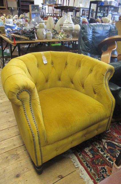 ALEXANDER AND JAMES VELVET MUSTARD TUB CHAIR Image