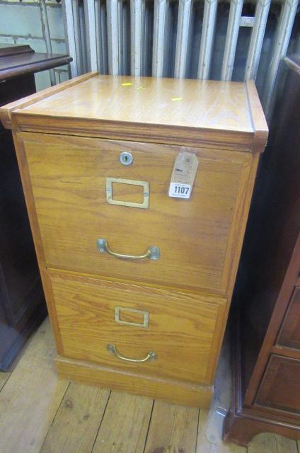 TWO DRAWER OAK FILING CABINET Image