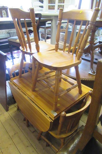 PINE DROP LEAF TABLE AND FOUR CHAIRS Image