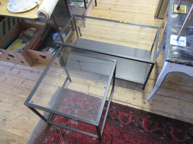 TWO ART DECO STYLE GLASS COFFEE TABLES Image