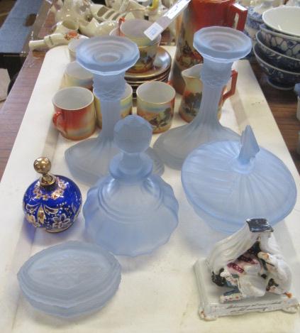 CHINA TEASET AND FROSTED GLASS DRESSING TABLE SET ETC Image