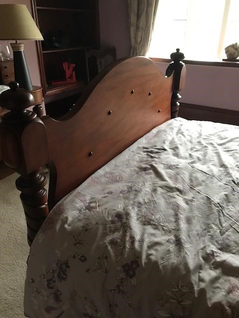 MAHOGANY HALF TESTER BED WITH UPHOLSTERY Image