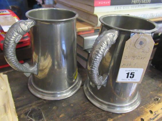 TWO PEWTER TANKARDS Image