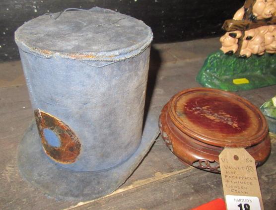 VELVET HAT STAND AND CHINESE WOODEN STAND Image