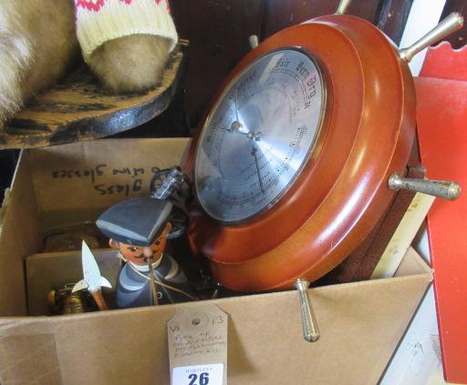 BOX OF COLLECTABLES INCLUDING BAROMETER ETC Image