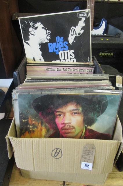 TWO BOXES OF COLLECTABLE RECORDS INCLUDING HENDRIX AND BLUES ETC Image