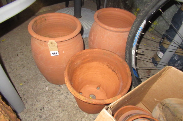 THREE LARGE TERRACOTTA POTS Image