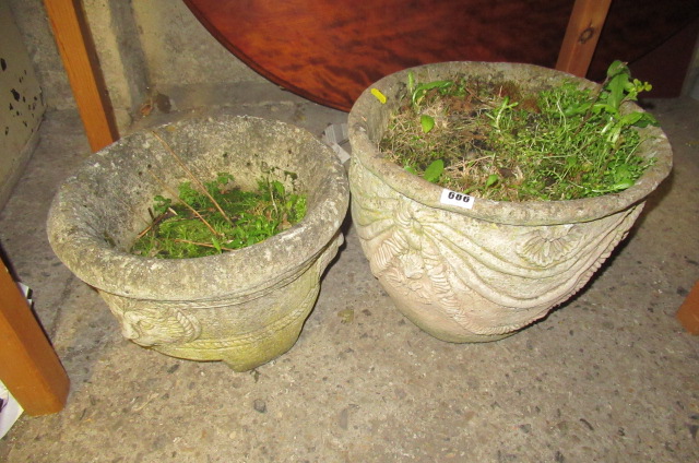 TWO CIRCULAR COMPOSITE PLANTERS Image