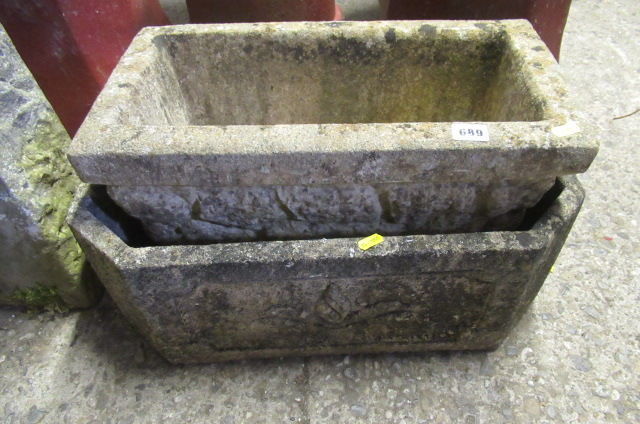 TWO RECTANGULAR COMPOSITE GARDEN PLANTERS Image