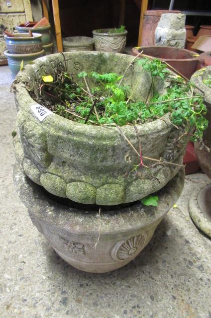 TWO CIRCULAR COMPOSITE GARDEN PLANTERS Image