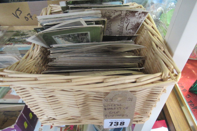 WICKER BASKET OF OLD POSTCARDS Image