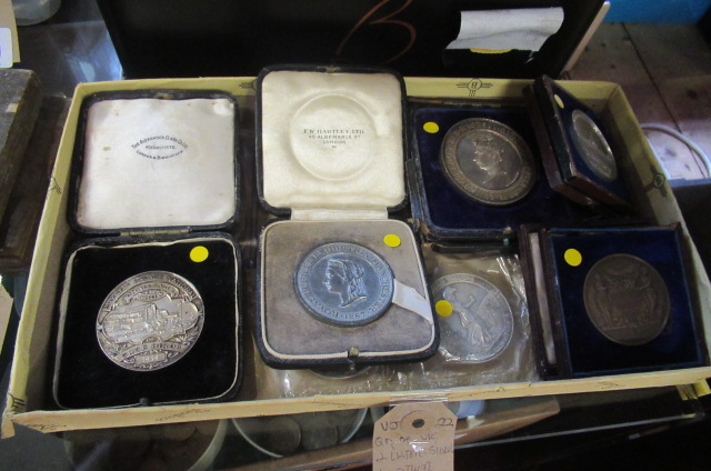 QUANTITY OF VICTORIAN AND LATER SILVER AND OTHER EXHIBITION MEDALLIONS INCLUDING CRYSTAL PALACE AND Image