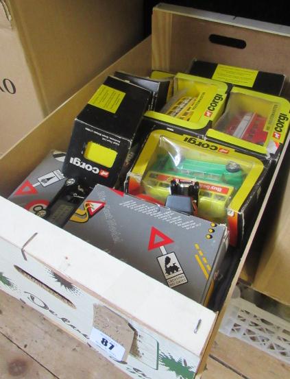 BOX OF CORGI COLLECTABLE CARS ETC Image