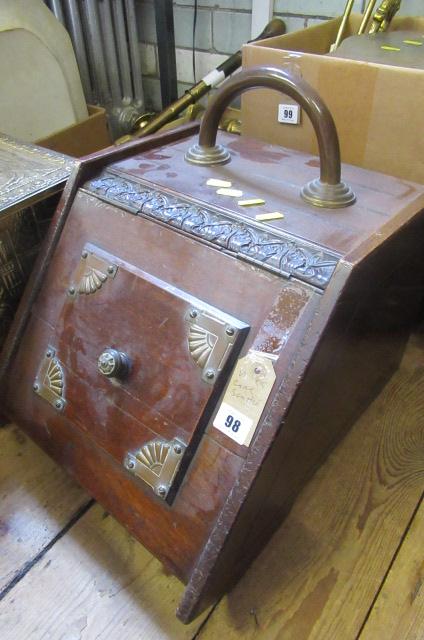 MAHOGANY AND BRASS COAL SCUTTLE Image