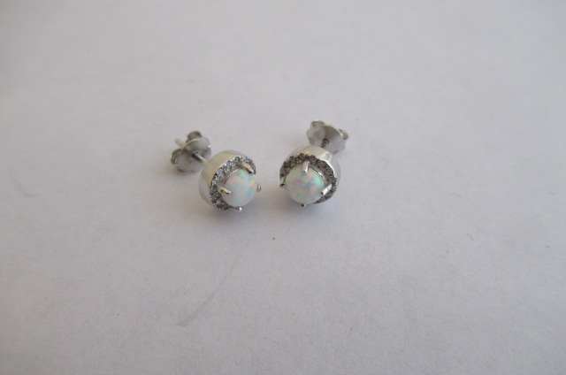 PAIR OF SILVER AND GEMSTONE EARRINGS Image
