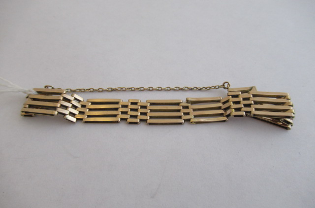 9CT GOLD FOUR BAR GATE BRACELET 10.2g Image