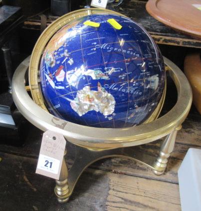 SEMI PRECIOUS STONE TABLE GLOBE Image