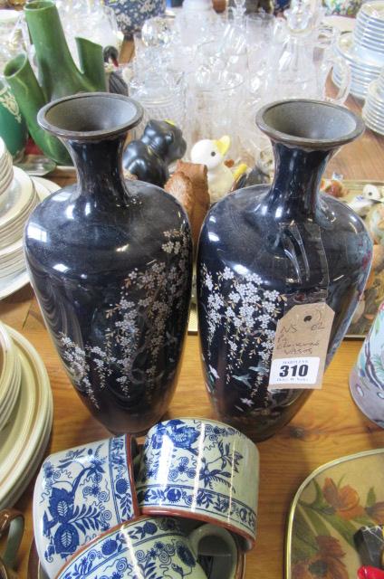 PAIR OF CLOISONNE VASES Image