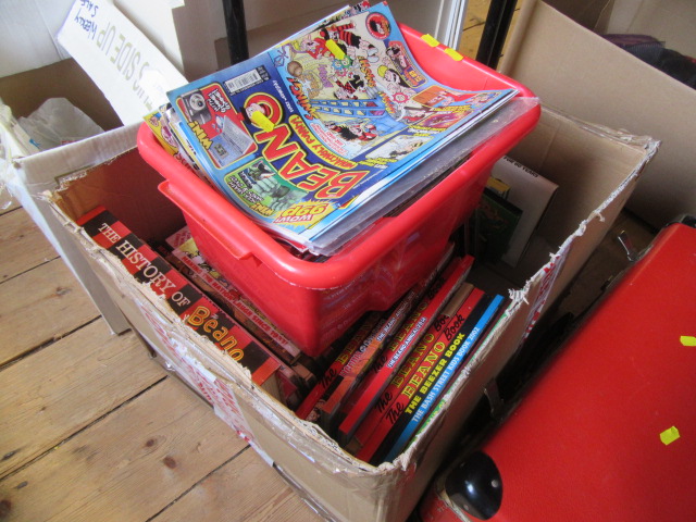 BOX OF BEANO AND OTHER ANNUALS AND A BOX OF BEANO COMICS ETC Image