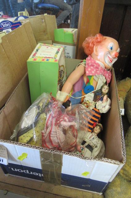 BOX WITH CLOWN  AND DOLLS ETC Image
