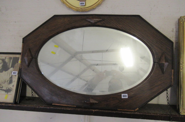 OCTAGONAL OAK FRAMED MIRROR Image