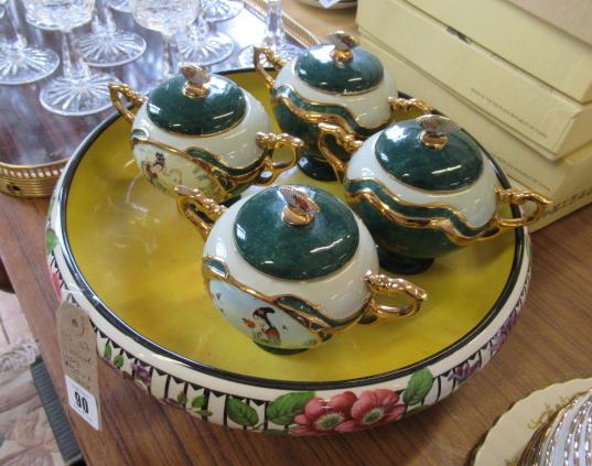FOUR MUSICAL LIDDED VASES AND A DISH Image