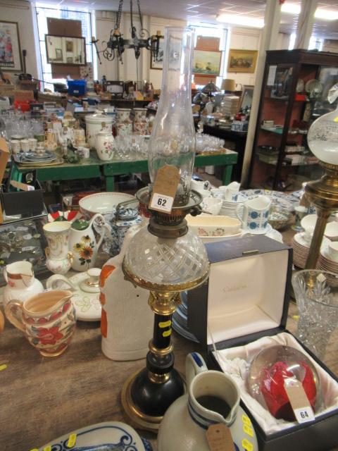 BRASS AND GLASS OIL LAMP Image