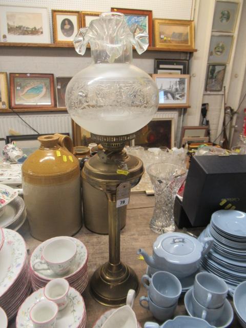 BRASS AND GLASS OIL LAMP Image