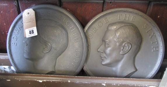 TWO CAST IRON PLAQUES EDWARD VIII AND GEORGE VI Image